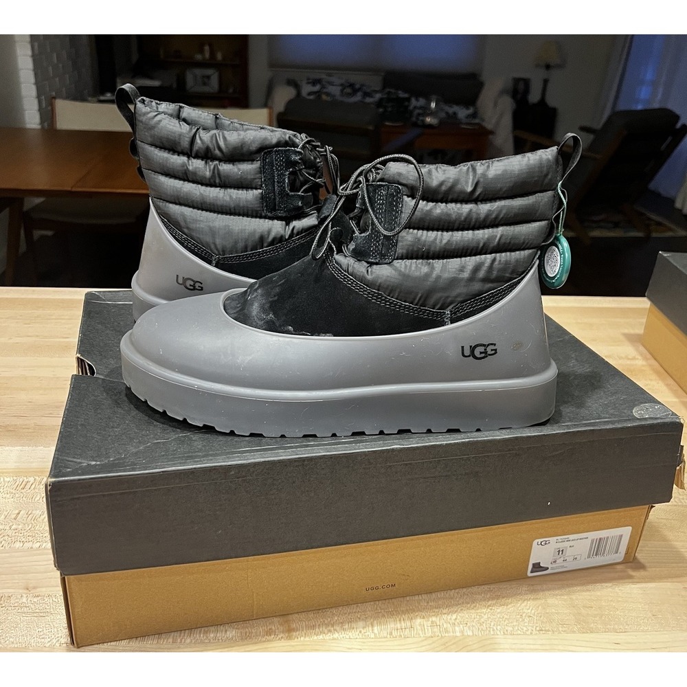 UGG Classic Mini Lace-up Weather Black Suede Sheepskin Boot‎ Size US 11 Men